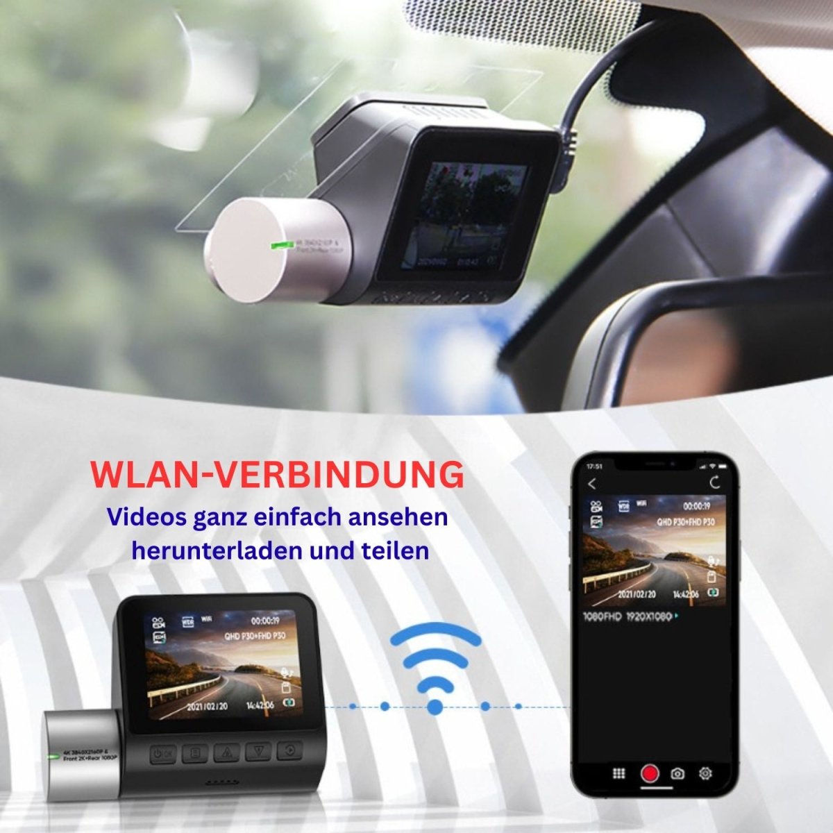 Elebest 4K Dual-Dashcam mit Nachtsicht für klare Aufnahmen im Dunkeln