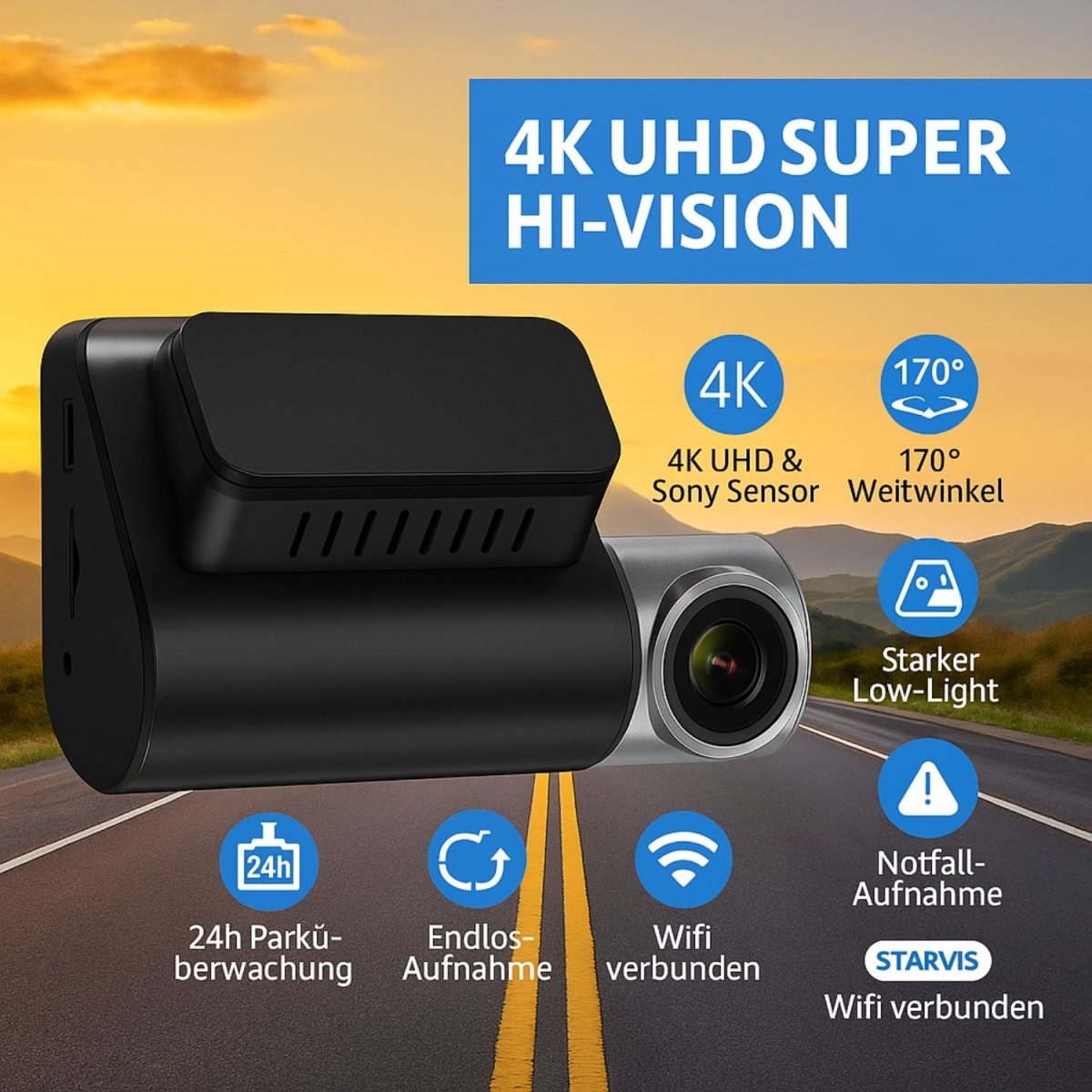 Elebest 4K Dual-Dashcam mit Front- und Heckkamera