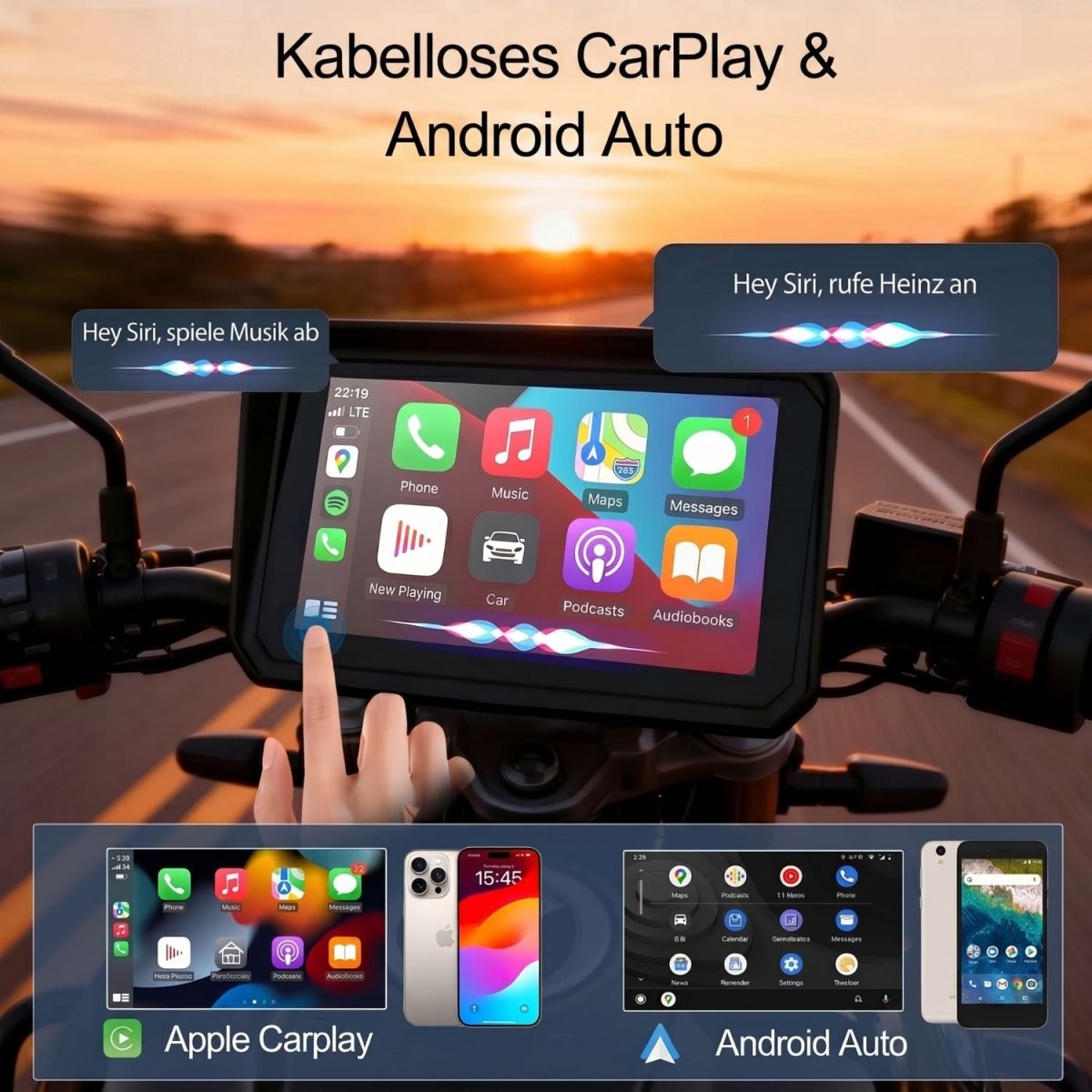 Elebest C7 GS BMW Motorrad Navi mit Wireless Apple CarPlay, IP67 wasserdicht