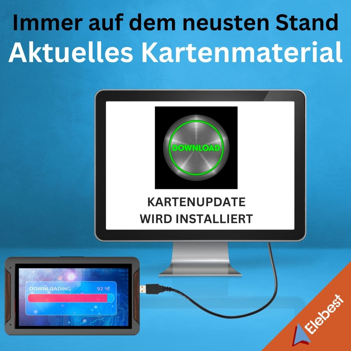 Elebest 80KT 7 Zoll Navi mit Europa-Karten und Updates