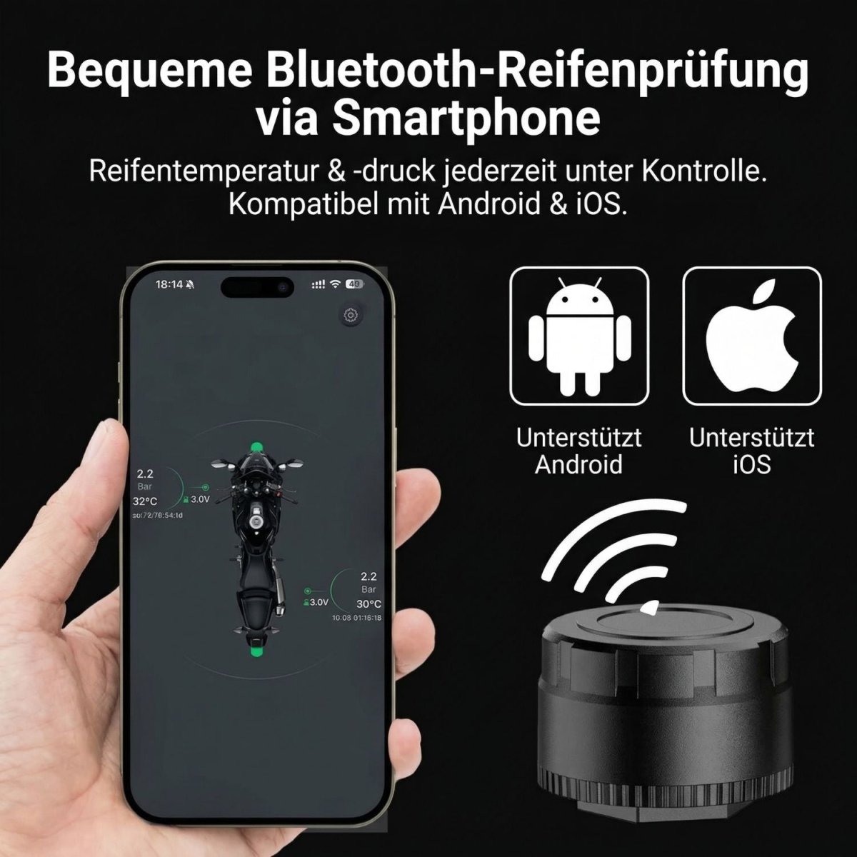 Elebest TPMS überwacht Reifendruck und Temperatur in Echtzeit