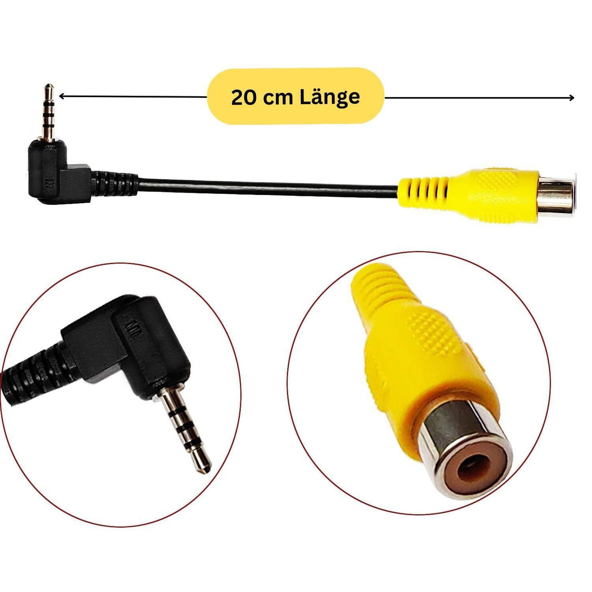 Elebest Cinch-Adapterkabel für den Anschluss einer Rückfahrkamera