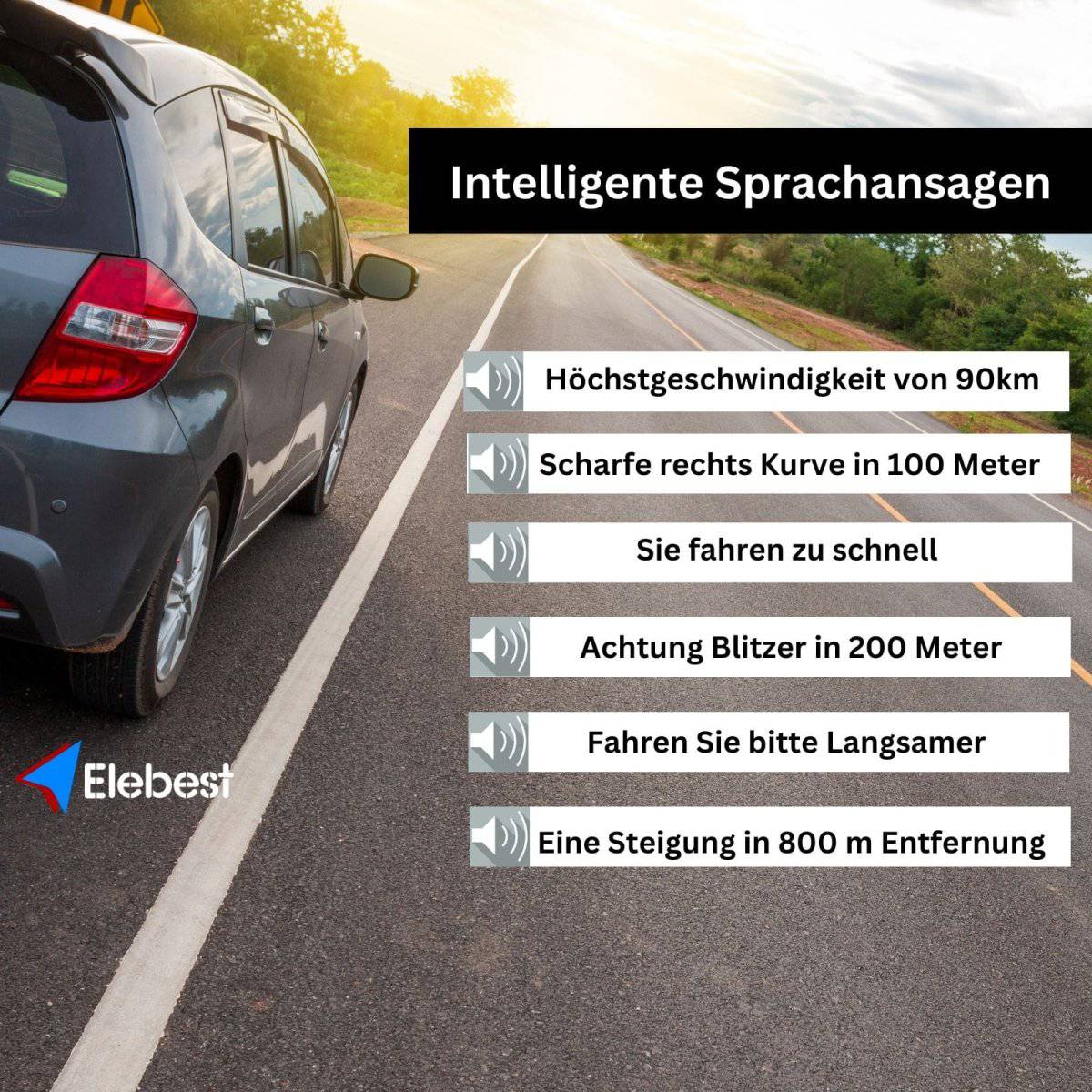 Elebest City 90T mit Anzeige von Tempolimits und Verkehrsschildern