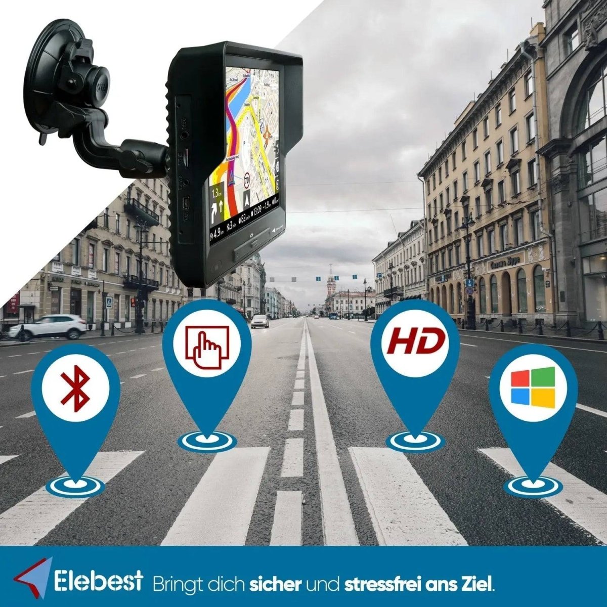 Elebest 9024K 9 Zoll Camper-Navi mit großem Display