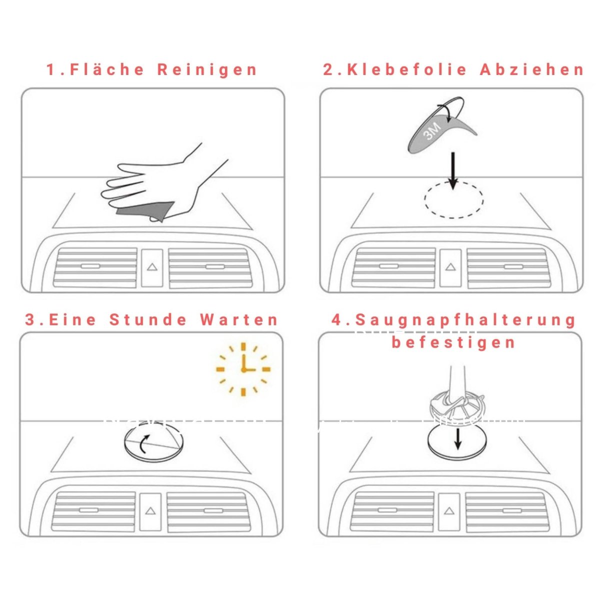 Elebest Klebeplatte für Navi- und Smartphone-Halterungen am Armaturenbrett