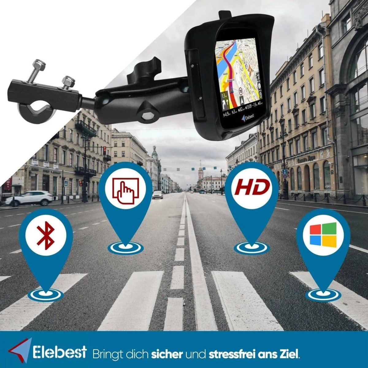 Elebest Rider W5 eigenständiges Motorrad Navigationsgerät ohne Smartphone