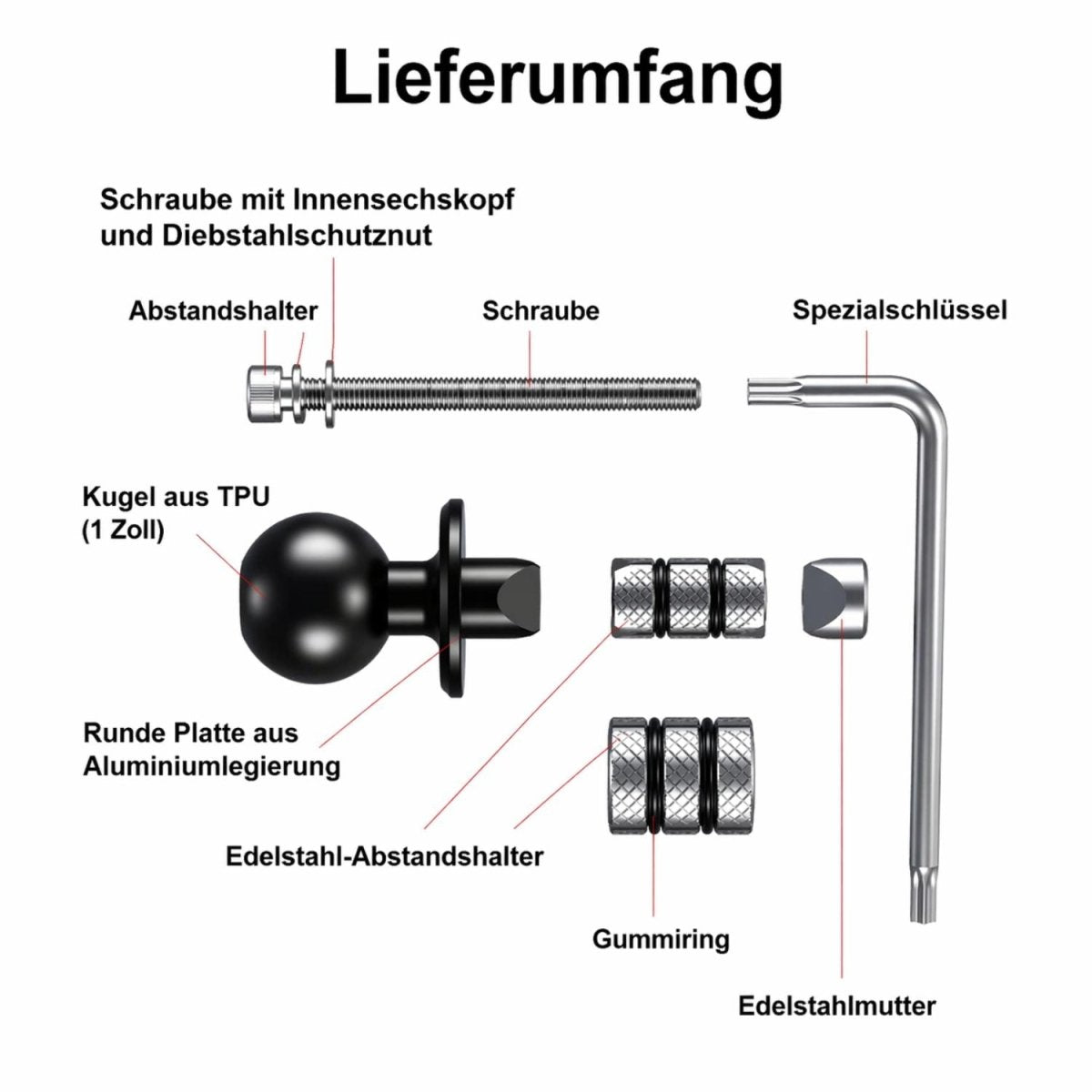 Elebest Gabelschaft-Kugelkopf-Halterung für Motorrad-Navis