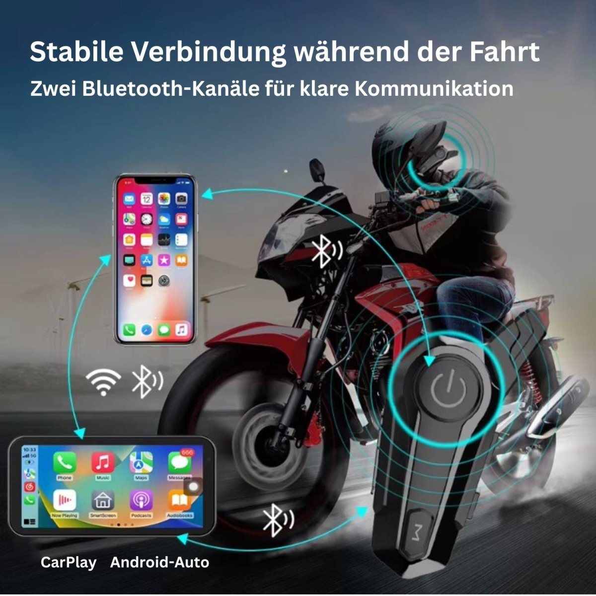 Elebest MotoPlay CX600 Motorrad mit Dual-Dashcam vorn und hinten in 1080p