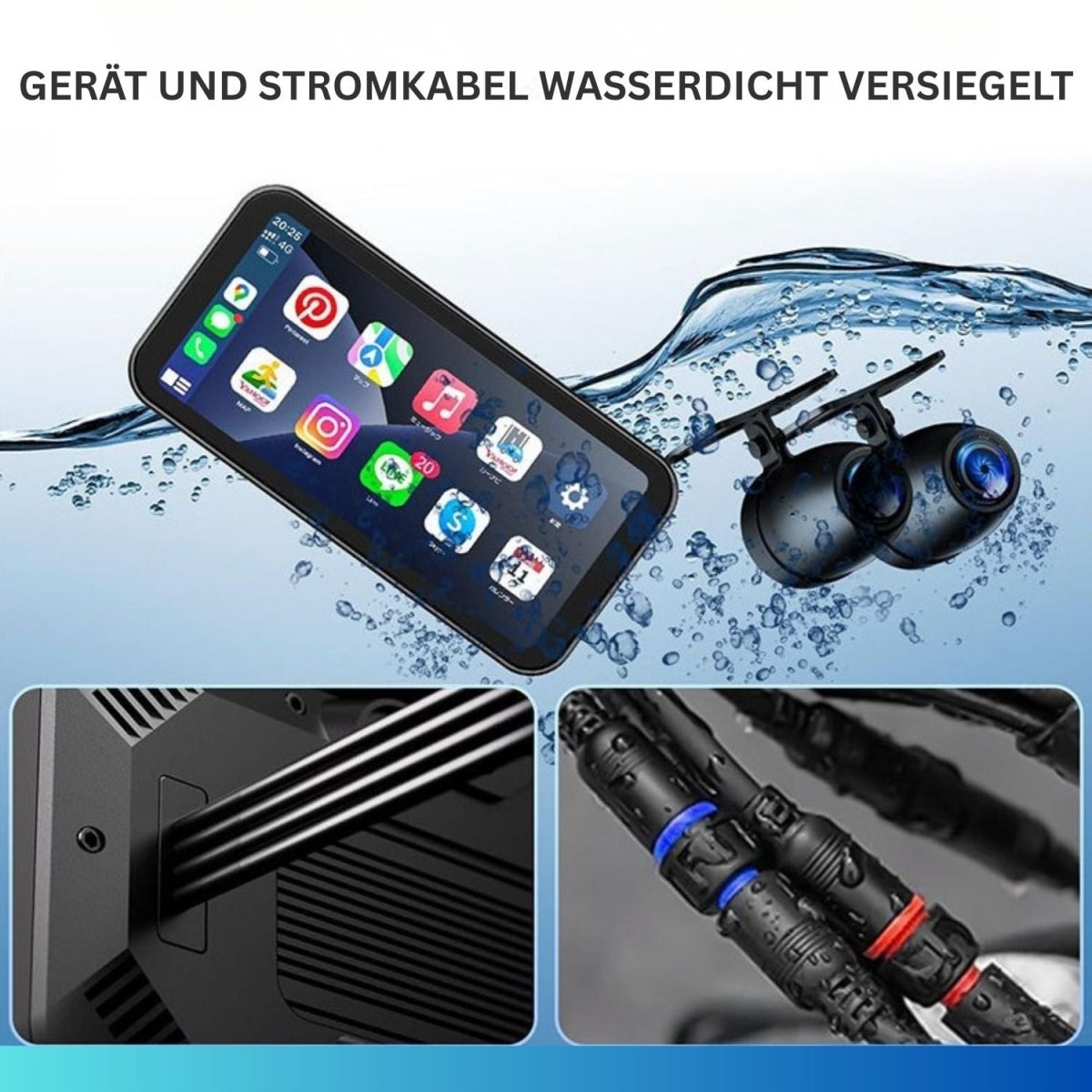 Elebest CX600 CarPlay Motorrad Display 6,25 Zoll, IP67 wasser- und staubdicht