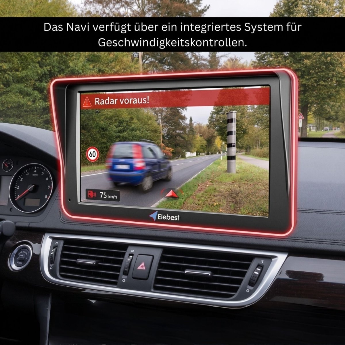 Elebest 9 Zoll Navi für Pkw und Wohnmobil mit Geschwindigkeitsanzeige