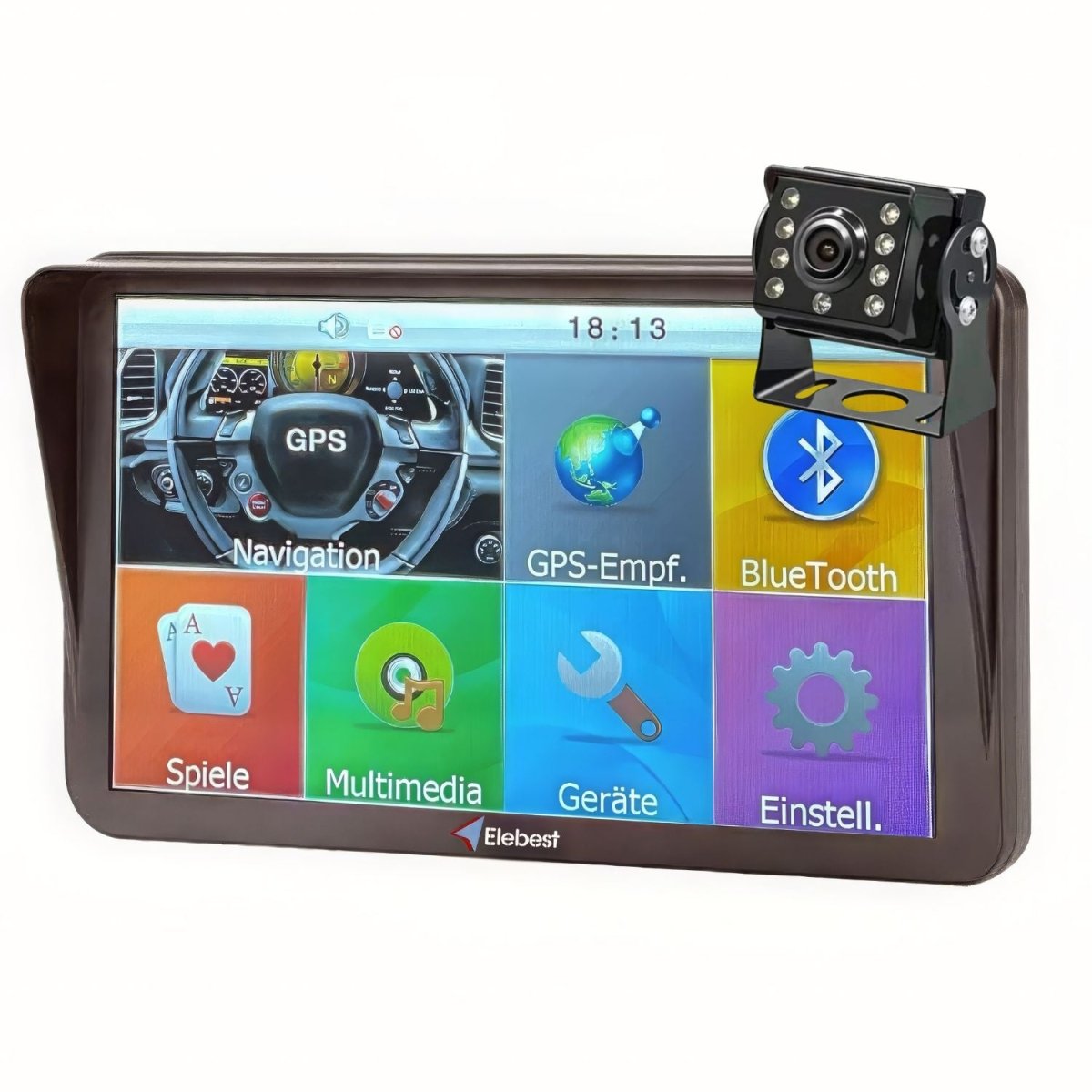 Elebest 9024K 9 Zoll Wohnmobil-Navi mit Rückfahrkamera und POI für Campingplätze