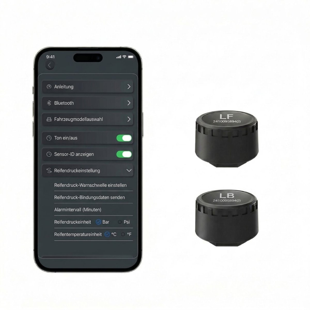 Elebest TPMS mit Bluetooth 5.0 zur Anzeige am Smartphone