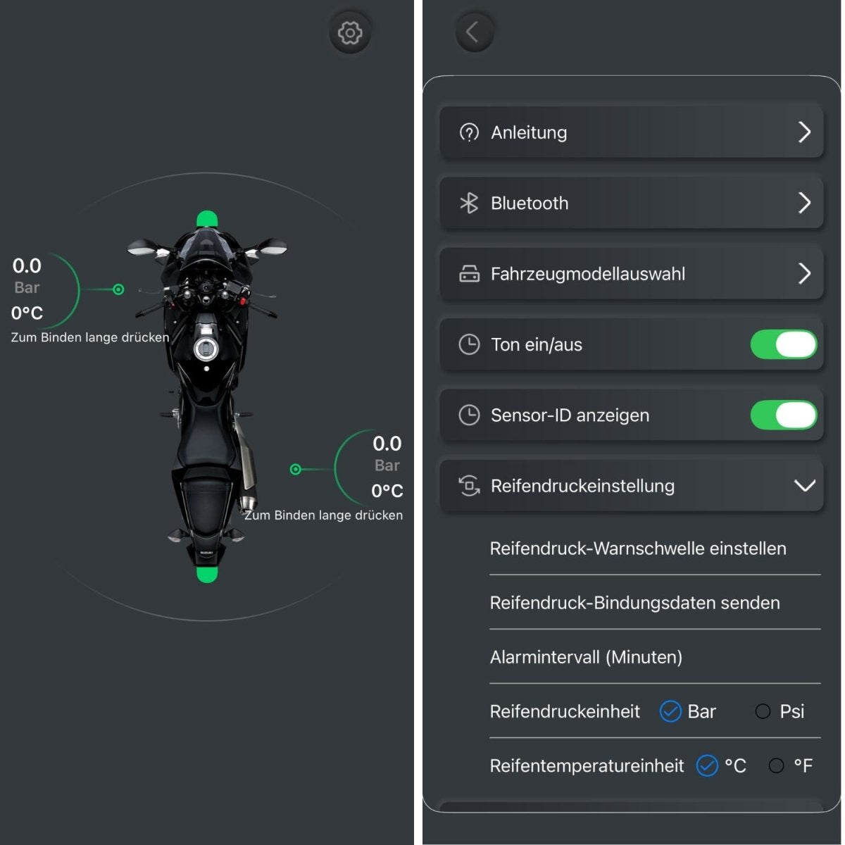 Elebest Bluetooth TPMS mit App für Motorrad und E-Bike