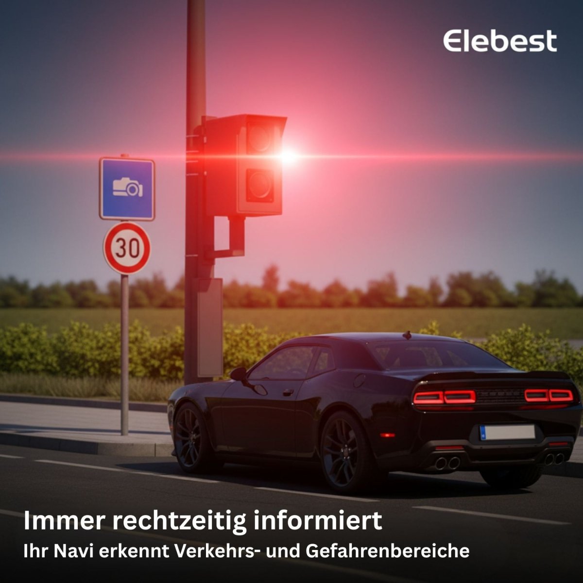 Elebest Navigationsgerät mit Fahrspurassistent an Kreuzungen und Autobahnen