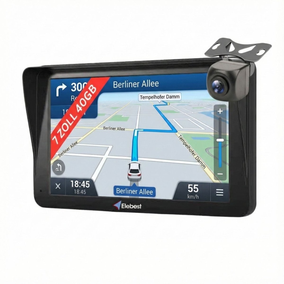 Elebest City 70KA 7 Zoll Auto-Navi mit Kabel-Rückfahrkamera