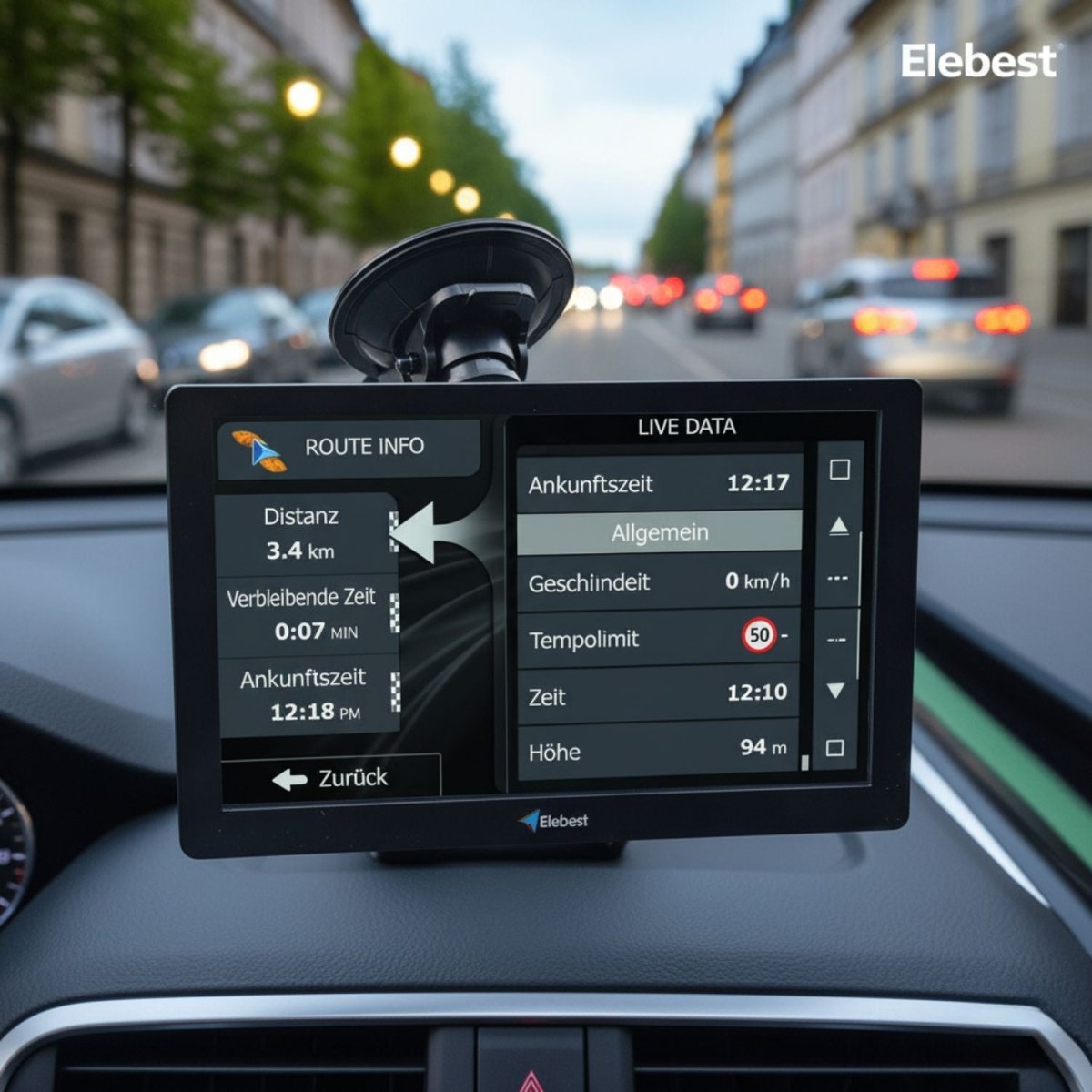 Elebest 9 Zoll Navi für Wohnmobil und Pkw mit Bluetooth