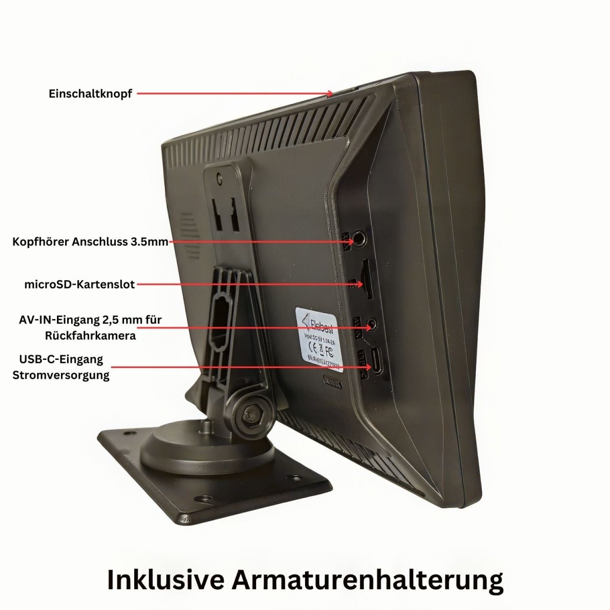 Elebest 9024K 9 Zoll Display mit Rückfahrkamera für Camper