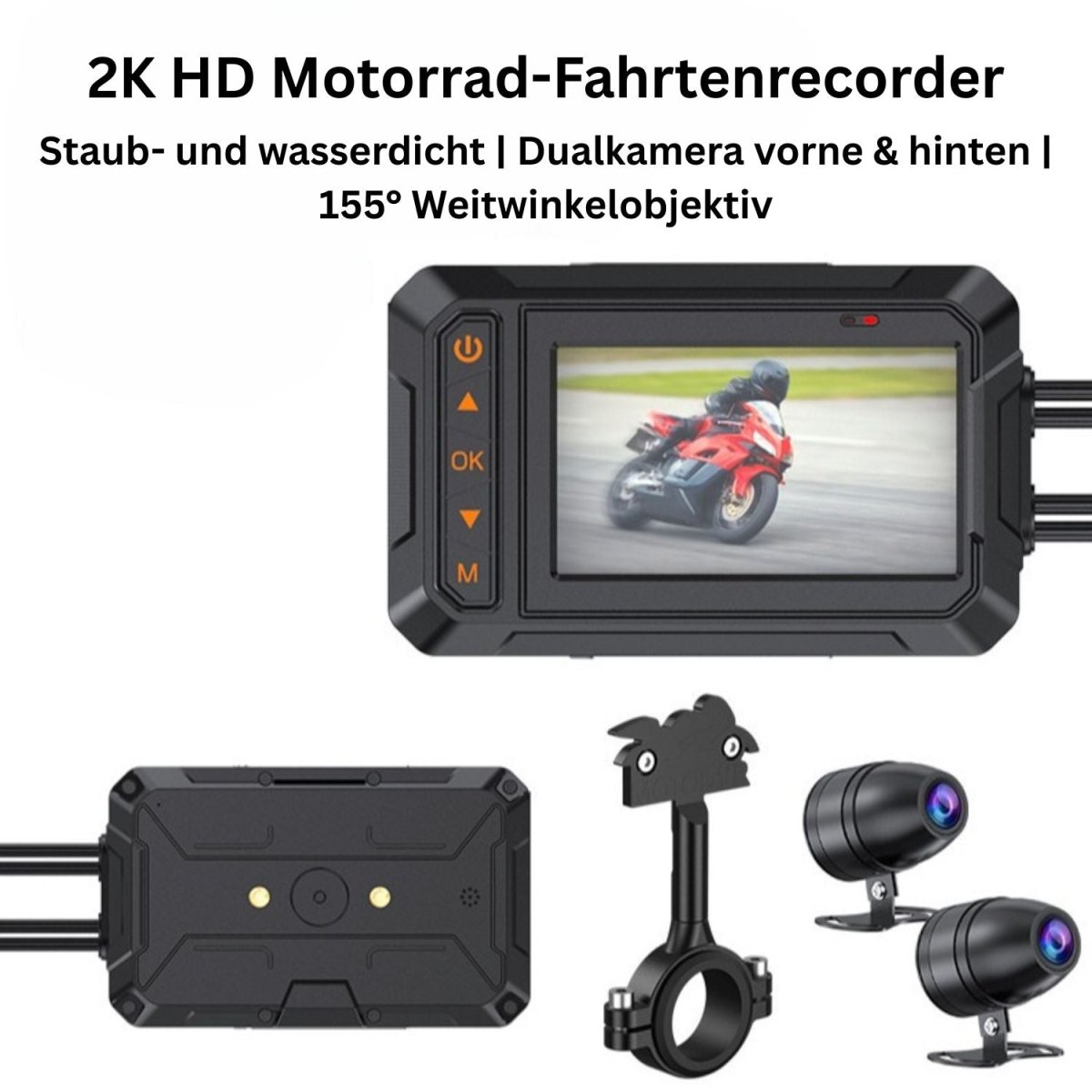 Elebest M10 Pro wasserdichte Motorrad-Kamera für vorn und hinten