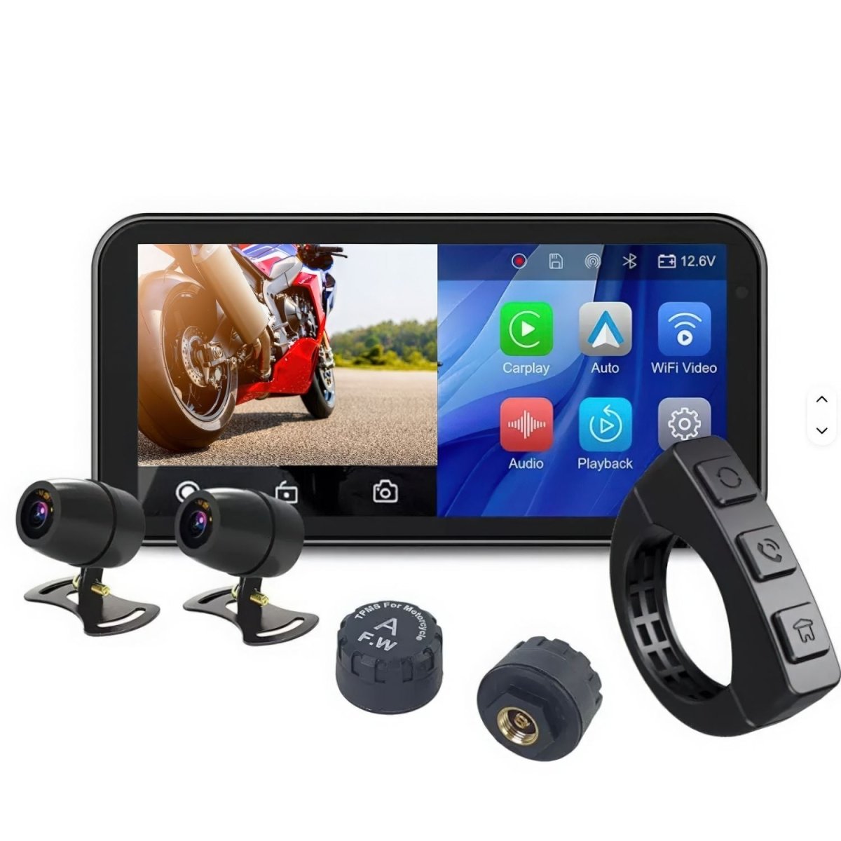 Elebest MotoPlay CX600 Motorrad Navi mit CarPlay, Android Auto, Dashcam und TPMS